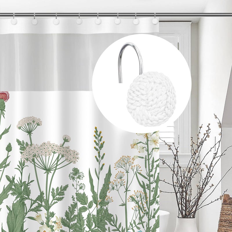 Sunlit Boho Knots Shower Curtain Hooks, Home Decorative White Shower Curtain Rings for Bathroom, Seaside Nautical Shower Curtain Hangers Bathroom Accessories, Set of 12 - Image 5