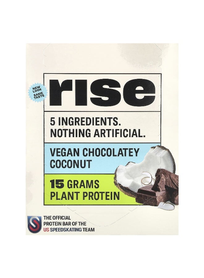 RiseBar Rise Bar, Protein Bar, Vegan Chocolatey Coconut, 12 Bars, 2.1 oz (60 g) Each - Image 1