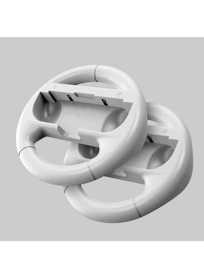 Nintendo Joy-con Steering Wheel Switch  Switch OLED Handle Steering Wheel Bracket Grip-Product Color:Round Handle Grip White - Image 1