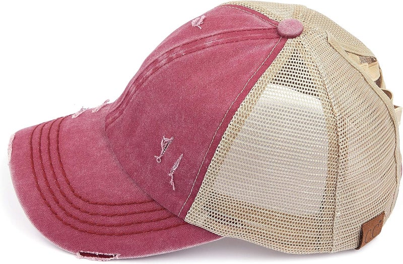 Cc Ponycap Messy High Bun Ponytail Adjustable Glitter Mesh Trucker Baseball Cap - Image 5