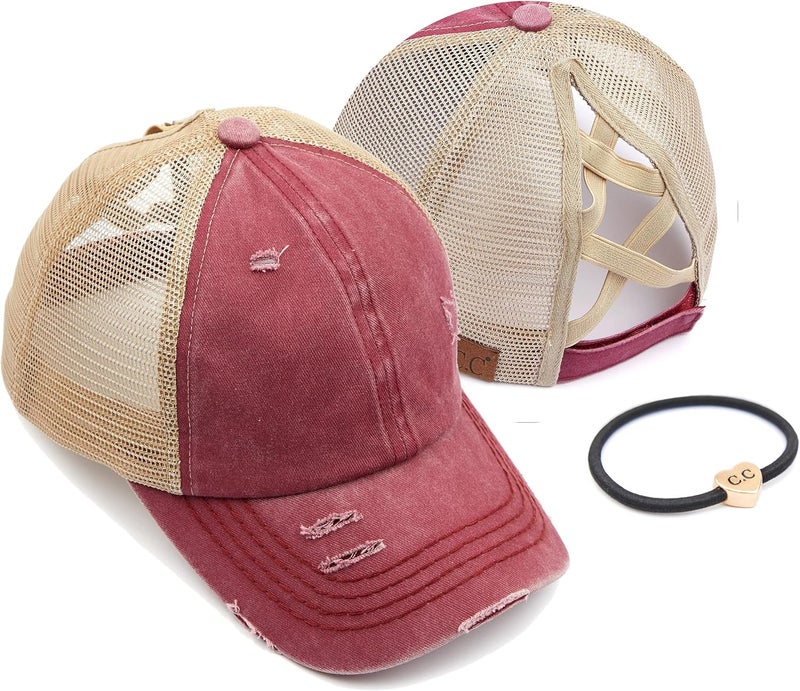 Cc Ponycap Messy High Bun Ponytail Adjustable Glitter Mesh Trucker Baseball Cap - Image 1