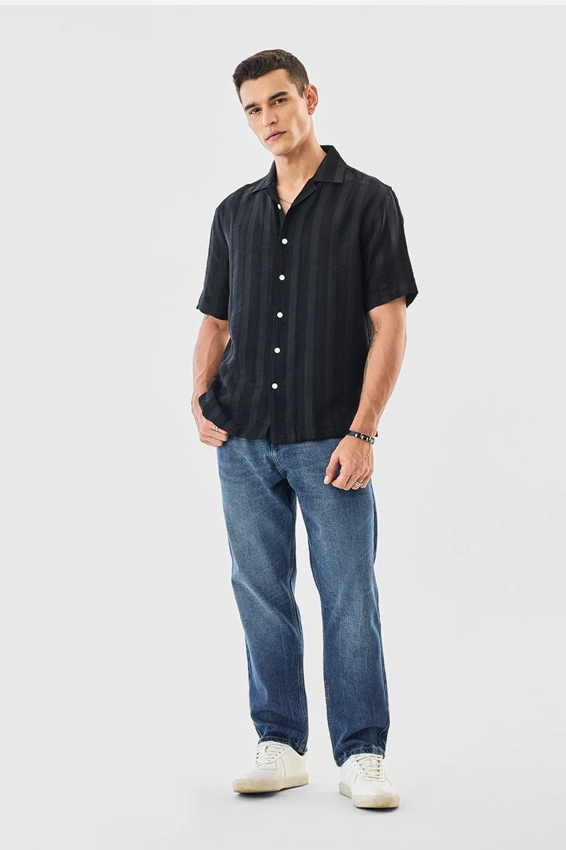 SNITCH Box Fit Textured Stripes Shirt