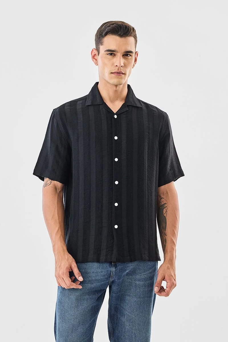 SNITCH Box Fit Textured Stripes Shirt