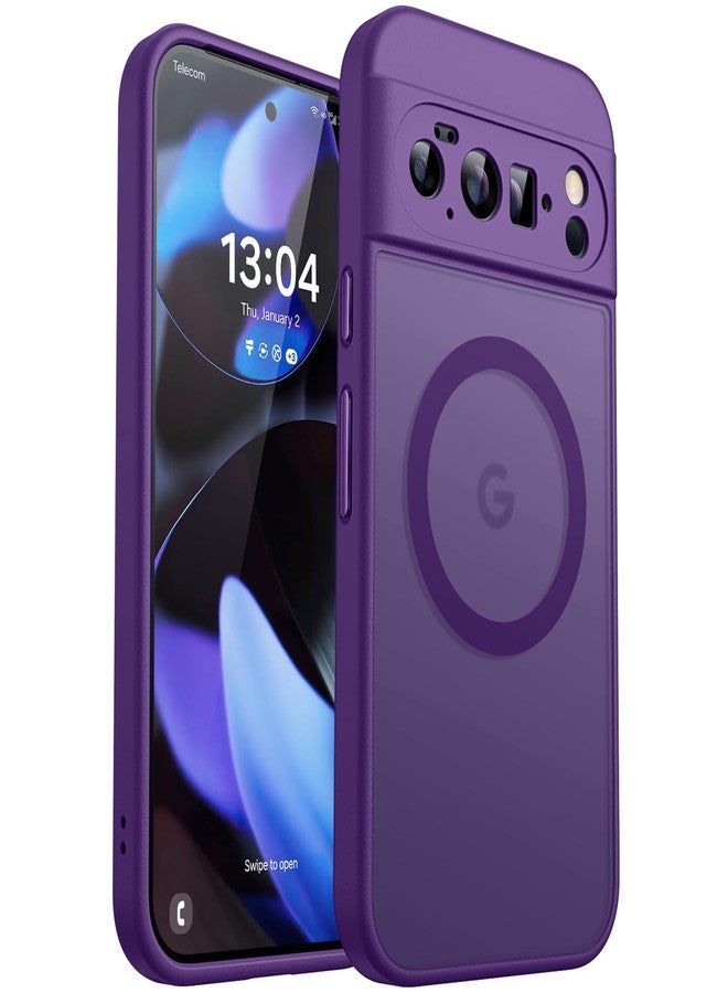كانشن جراب CANSHN المغناطيسي لهاتف Google Pixel 10 Pro XL (6.8 بوصة)، مُطوّر [حماية كاملة للكاميرا] [متوافق مع MagSafe] [شفاف غير لامع] غطاء حماية مقاوم للصدمات، لون بنفسجي داكن - Image 1
