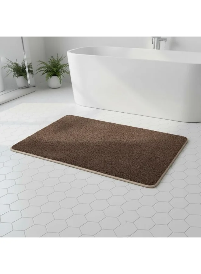 دانوب هوم Beluxe Oasis Water Absorbent Micro-Fiber Rubber Bath Mat 50x80cm Tan - Soft, Non-Slip Bathroom Rug For Quick Drying & Comfort - Ideal For Shower & Spa Use
