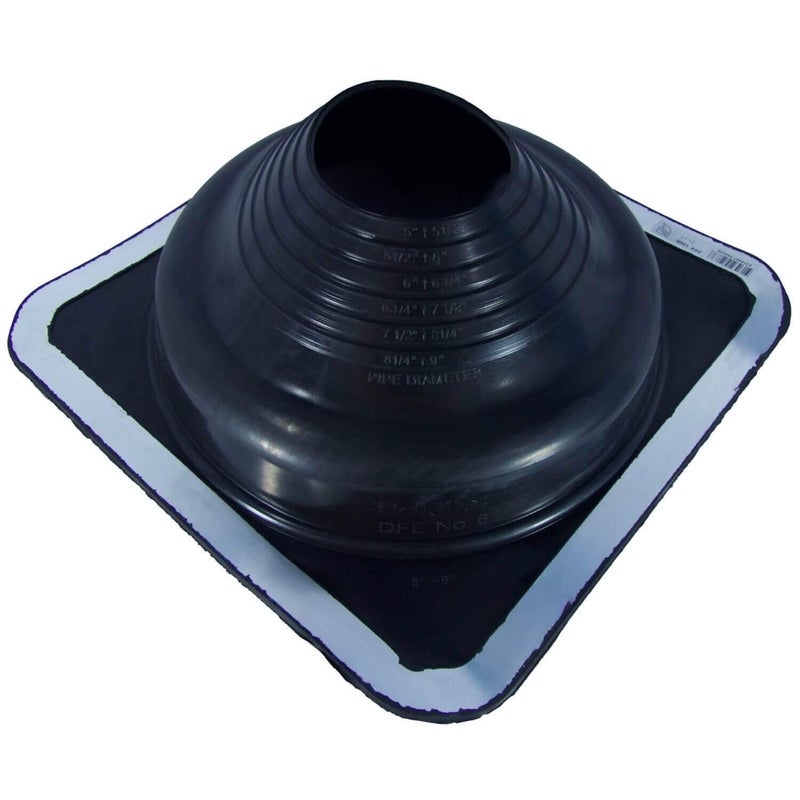 DEKTITE 6 DFE106B Square Black EPDM Flexible Pipe Flashing Roof Jack Pipe Boot Flashing Dektite for OD Pipe Sizes 5 9