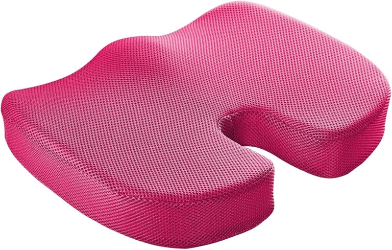 klarako Comfort Memory Foam Seat Cushion for Office Chair  Tailbone Cushion  Coccyx Cushion  Sciatica Pillow for Sitting, Home & Office Accessories  Rose Red - Image 2