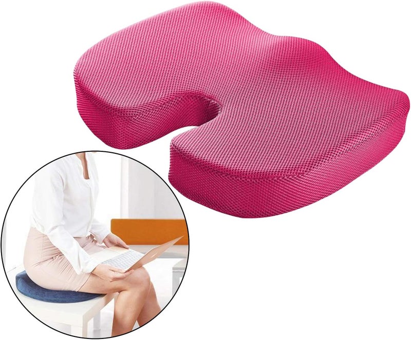 klarako Comfort Memory Foam Seat Cushion for Office Chair  Tailbone Cushion  Coccyx Cushion  Sciatica Pillow for Sitting, Home & Office Accessories  Rose Red - Image 5