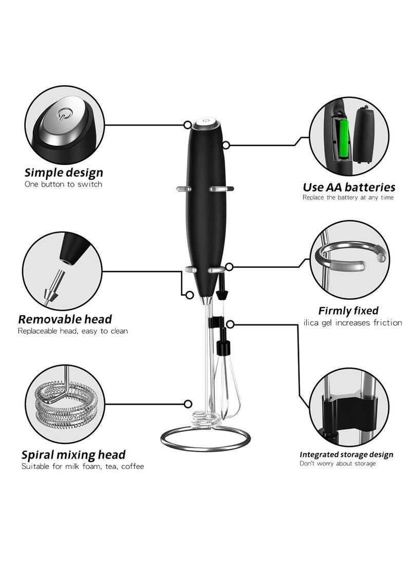 Bincoo Milk Frother Handheld Battery supply strike Maker for Lattes, Electric Drink Mixer with 2 Whisks for Bulletproof Coffee, Mini Foamer for Cappuccino Frappe Matcha Hot Chocolate - Image 3