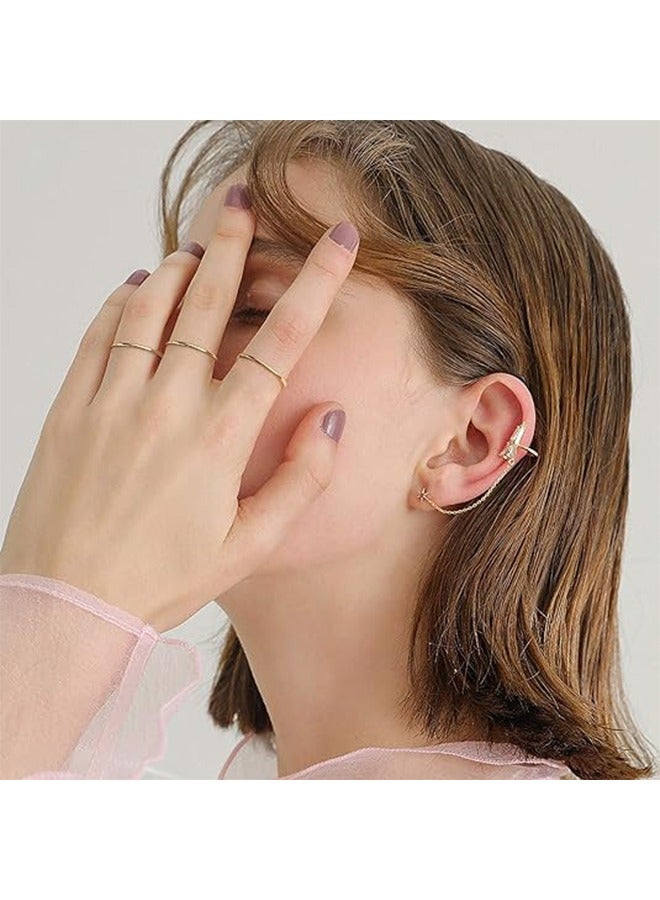 NOKMIT 4-Piece Multicolour Ring Set Ladies Girls Thin Gold Ring Delicate Cute Thumb Gold Ring for Women,Girls，Engagement Ring Fashion Jewelry Jewelry - Image 5