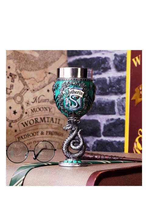 Nemesis Now Harry Potter Slytherin Hogwarts House Collectaible Goblet Resin Green Silver