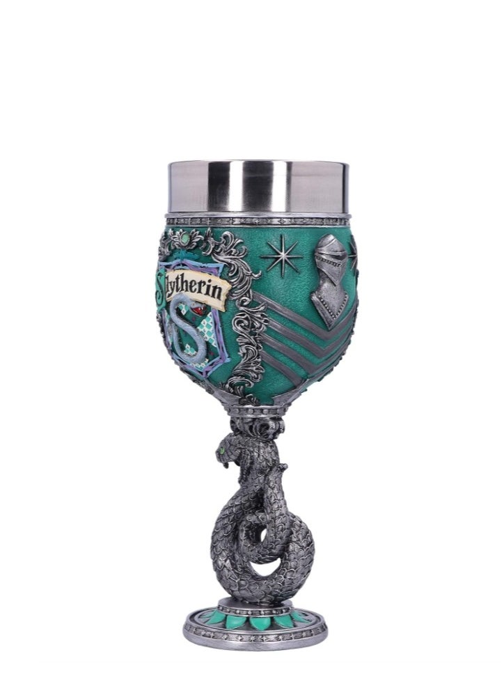 Nemesis Now Harry Potter Slytherin Hogwarts House Collectaible Goblet Resin Green Silver