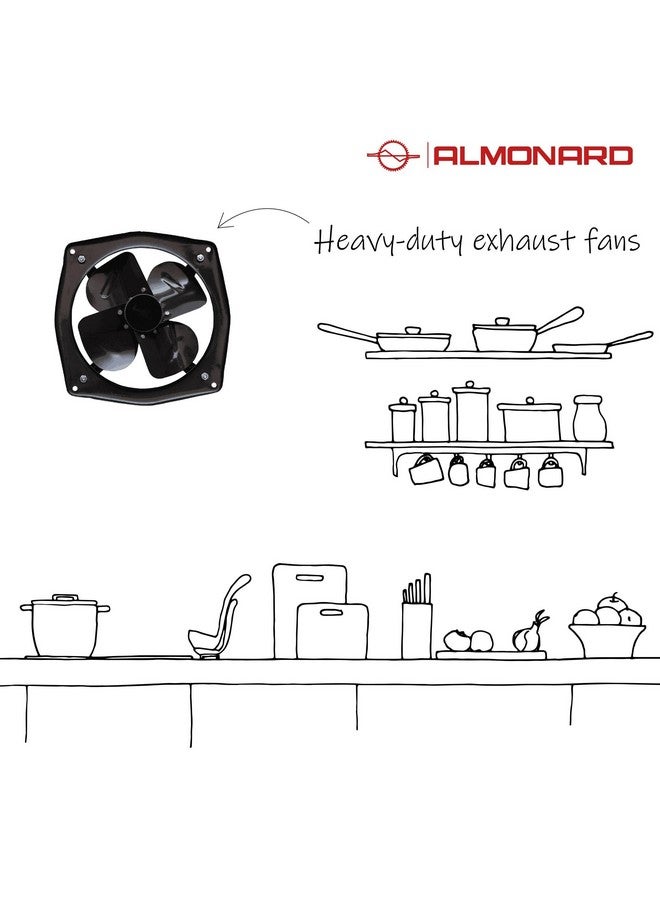 Almonard 1400 RPM Single Phase Exhaust Fan, 300 mm/12-inch (Black) - Image 2
