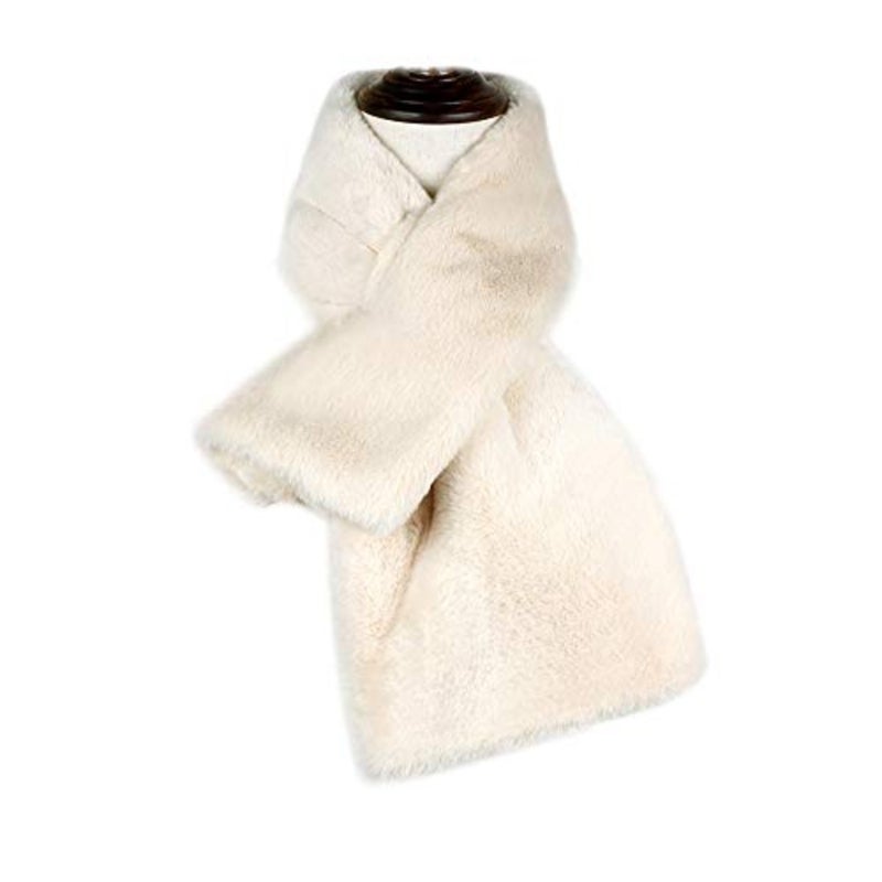 YOUR SMILE - Premium Solid Color Long Rectangle Faux Fur Warm Soft Furry Wrap Around Loophole Scarf - Image 1