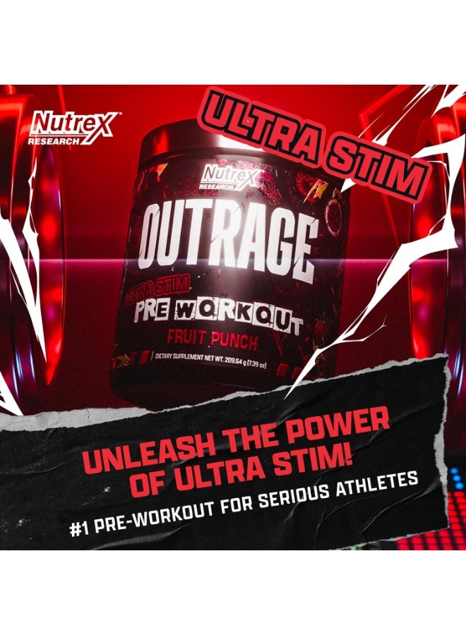 Nutrex Research Outrage Pre-Workout, Ultra Stim Formula, Fruit Punch Flavour, 30 Servings, Energy, Focus & Performance Support - Image 5