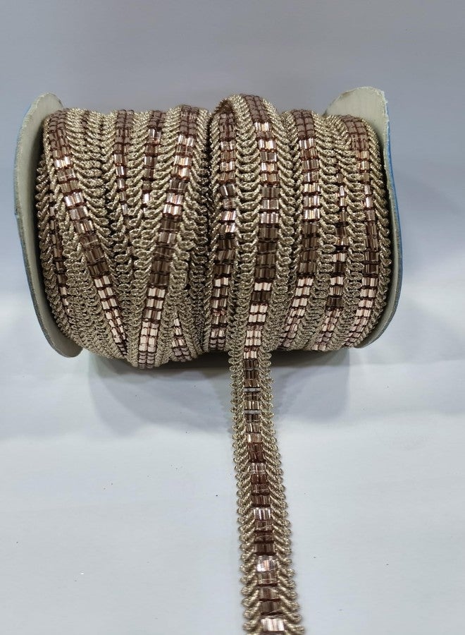 PREMDAS LACES PREMDAS LACE Net Fabric Katdana Nalki Lace for Saree's Border Finetage Pipe Lace for Dresses, Sarees, Lehenga, Suits, Blouses, Dupatta, Chunri and Craft (9meter) (Rose Gold) - Image 3