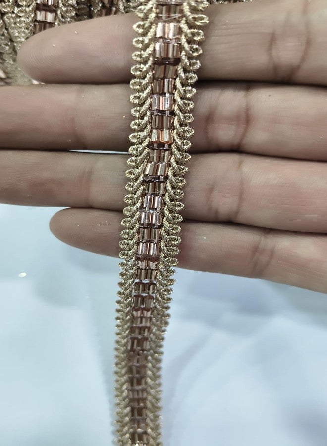 PREMDAS LACES PREMDAS LACE Net Fabric Katdana Nalki Lace for Saree's Border Finetage Pipe Lace for Dresses, Sarees, Lehenga, Suits, Blouses, Dupatta, Chunri and Craft (9meter) (Rose Gold) - Image 5