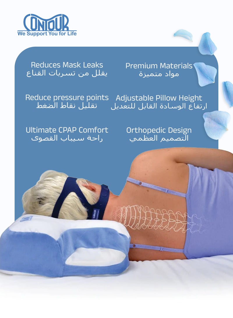Contour CPAPMax® 2.0 Pillow | 2-in-1 Cooling Plush Pillow | Adjustable Height for CPAP Comfort | Reduces Air Leaks & Mask Pressure | 53.34 x 34.59 x 12.7 CM - Image 3