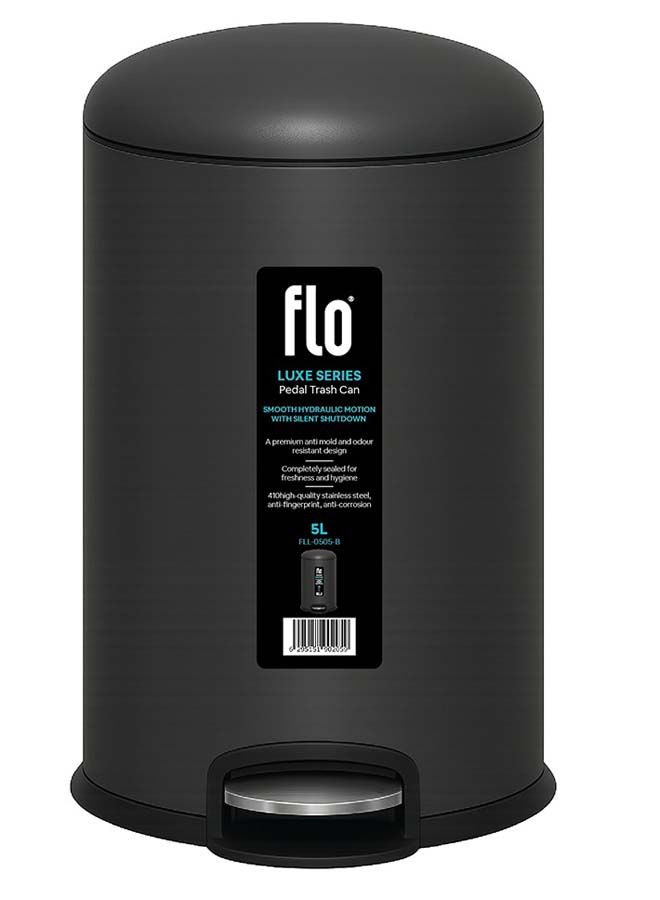 سلة مهملات - لوكس أسود 5 لتر