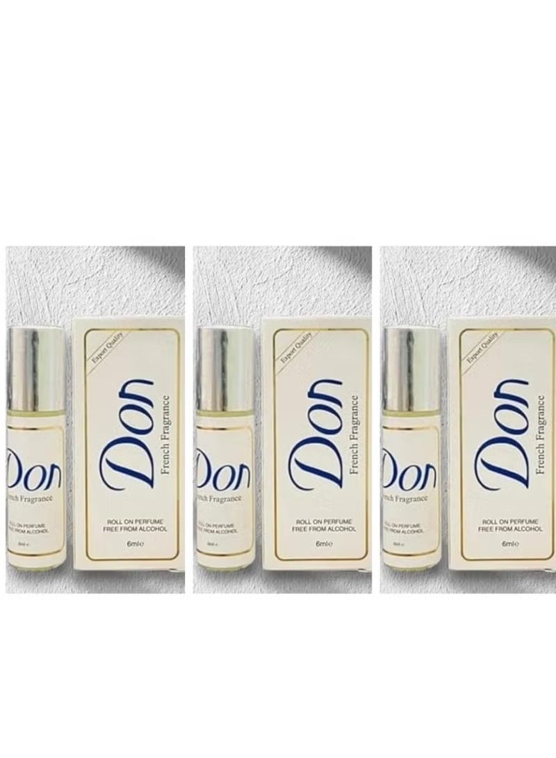 عطر فرنسي رول أون 6 مل، 3 قطع