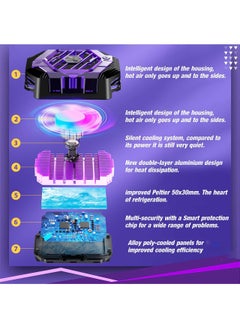 Beauenty Phone Cooler RGB Gaming, Semiconductor Radiator Fast Cooling Pad Smartphone Compatible with iPhone/Android Pubg Mobile, Cod Mobile (Dark Purple and Black)  - Image 5