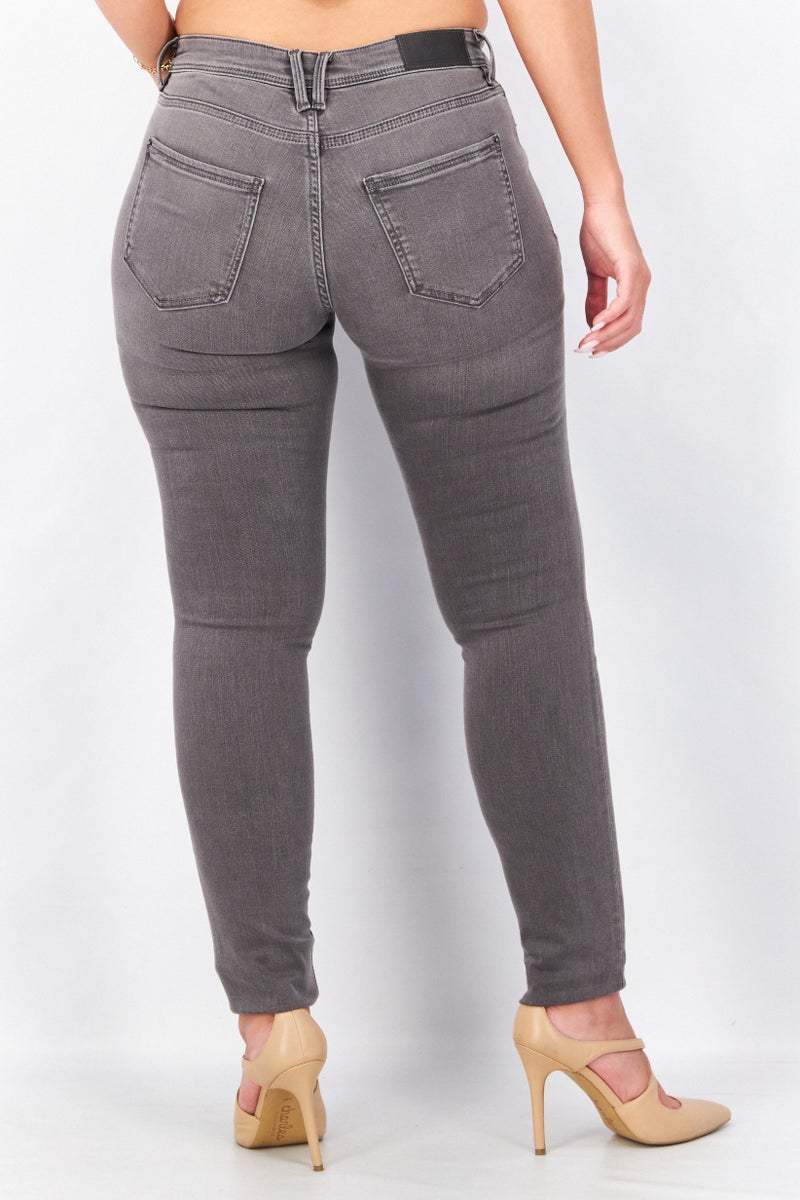 EDC Women Skinny Fit Dark Wash Stretchable Denim Jeans, Black - Image 3