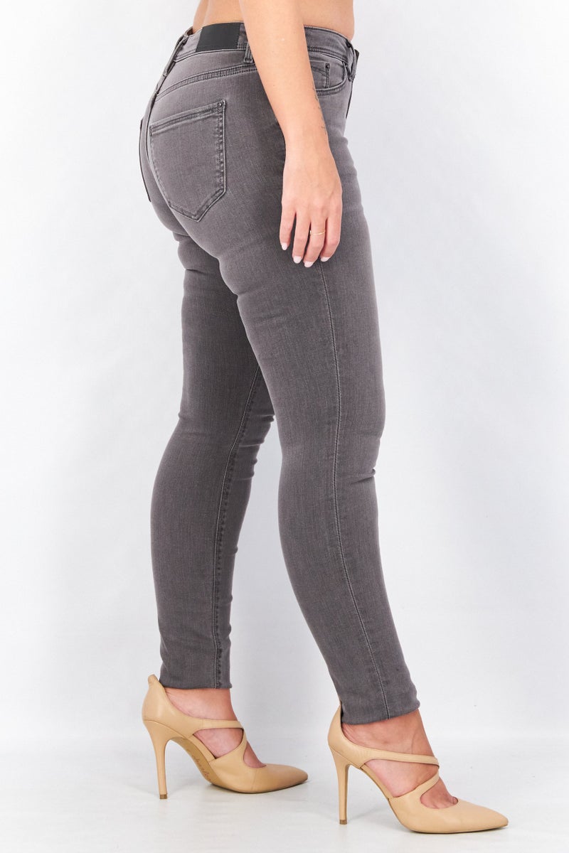 EDC Women Skinny Fit Dark Wash Stretchable Denim Jeans, Black - Image 2