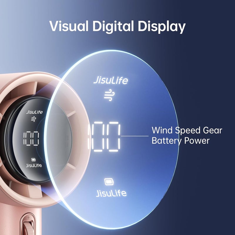 JISULIFE Reliable daily use design Portable Handheld Fan,Speed(1-100) Adjustable Turbo Mini Fan,3600mAh Battery Rechargeable Personal Fan,Digital Display,For Women Men Travel/Camping/Outdoor-Pink Heat resistant - Image 3
