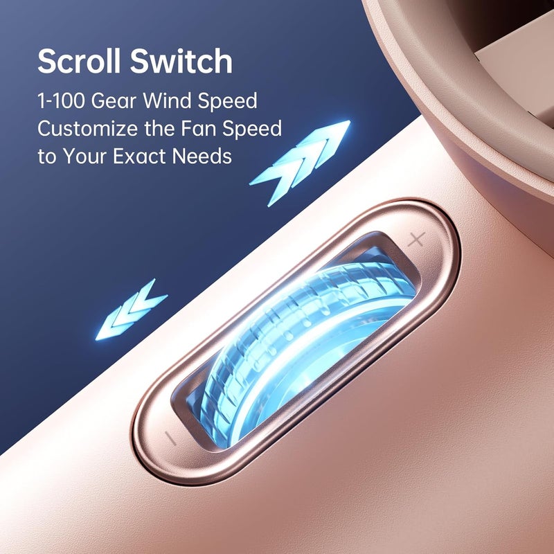 JISULIFE Reliable daily use design Portable Handheld Fan,Speed(1-100) Adjustable Turbo Mini Fan,3600mAh Battery Rechargeable Personal Fan,Digital Display,For Women Men Travel/Camping/Outdoor-Pink Heat resistant - Image 4