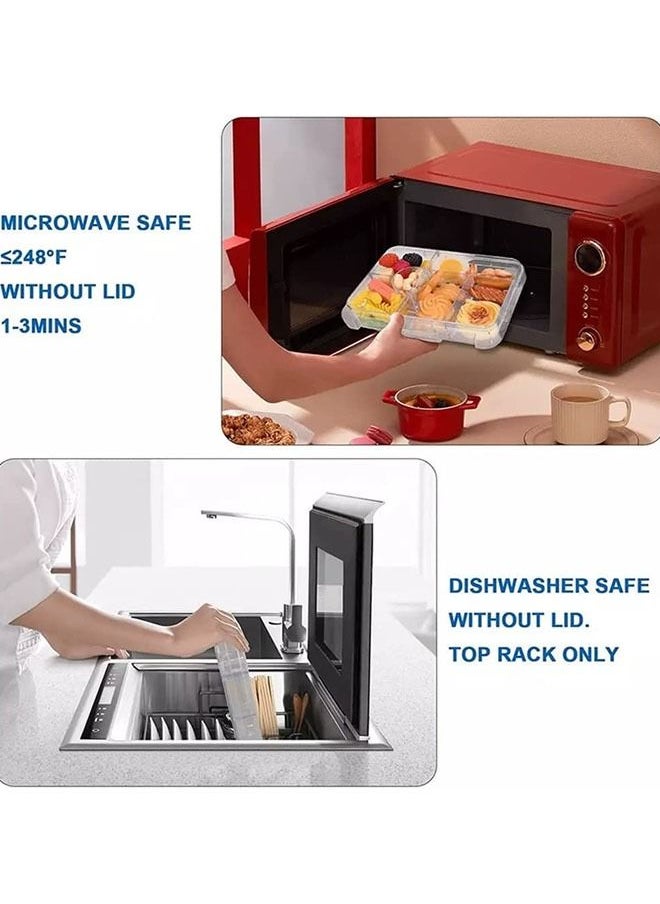 Arabest - Bento Lunch Box Boxes Container Bundle Divider Double Insulation Translucent Box Microwave Safe 21x15x4.5cm - Image 1