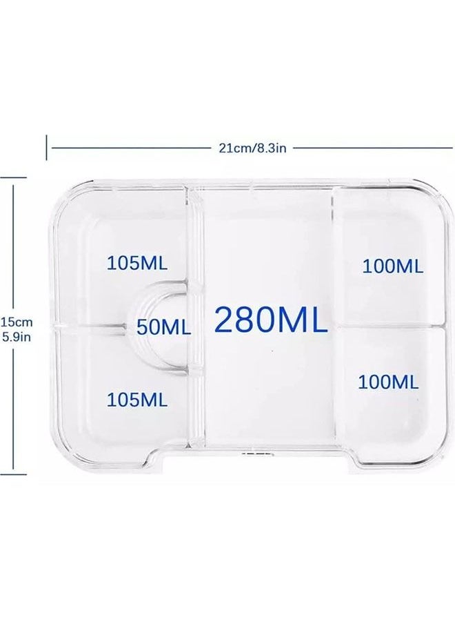 Arabest - Bento Lunch Box Boxes Container Bundle Divider Double Insulation Translucent Box Microwave Safe 21x15x4.5cm - Image 1