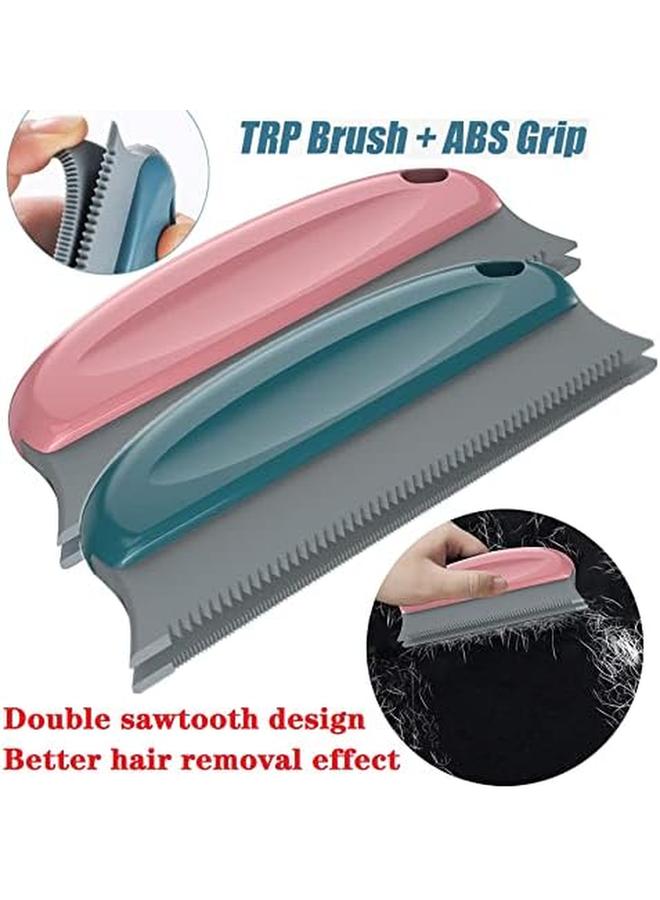 SHOWAY 2Pcs Pet Hair Remover Brush Pet Hair Detailer With Comfortable Handle Efficient Dog And Cat Hair Remover For Car Furniture Carpet Clothes Bed Sofa Blinds Chairs Blue Plus Red - Image 2