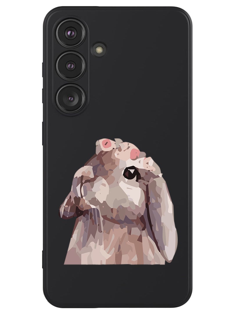 Theodor Protective Slim Fit Case Liquid Silicone Cover with Full Body Protection Anti-Scratch Shockproof Case For Samsung Galaxy S24 Plus (Black) - Rabbit - Image 1