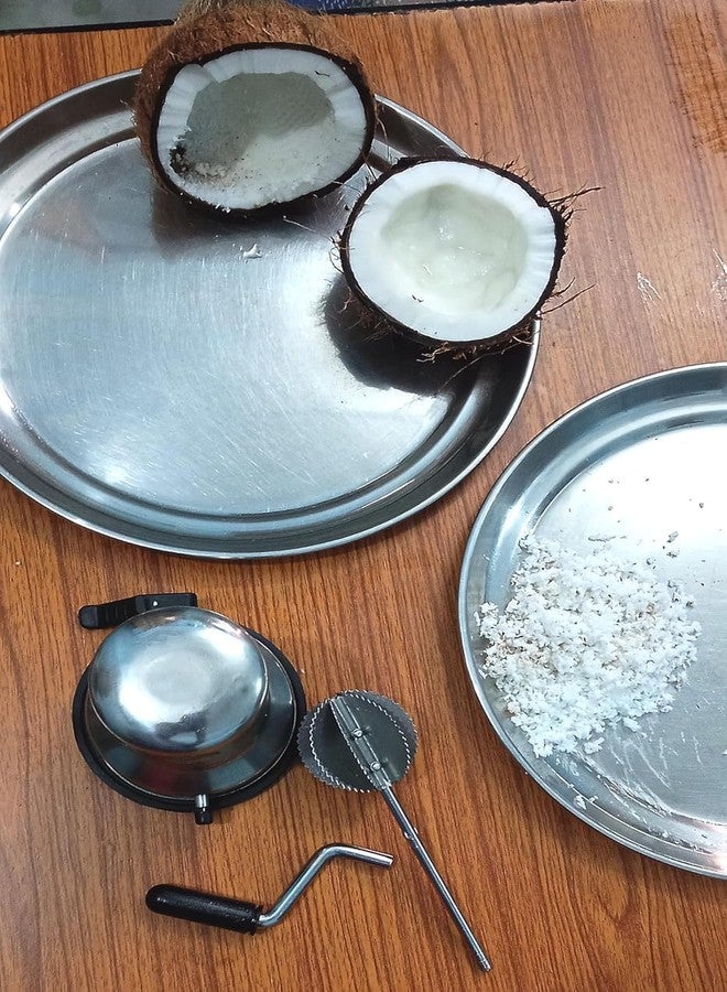 شروتي مكشطة جوز الهند من الفولاذ المقاوم للصدأ من شروتي، مزودة بقاعدة شفط ومقبض دوار - أداة مطبخ يدوية - فضي - Image 2