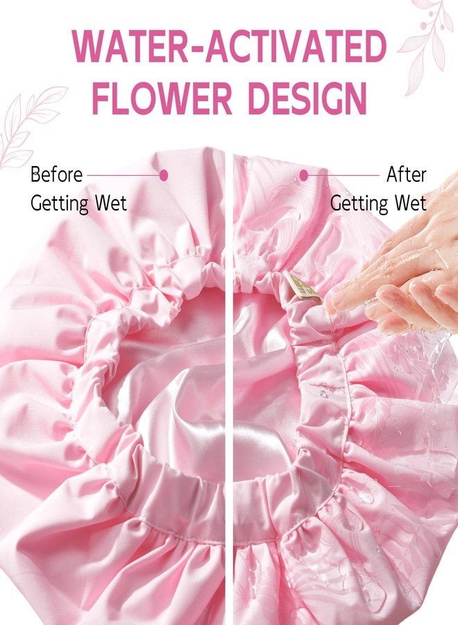 Years Calm Color Changing Shower Cap, Waterproof Shower Cap for Women - Reusable, Satin Lining, Bathing Cap for Various Hairstyles, Fits Spa/Shower/Cooking (Pink) - Image 2