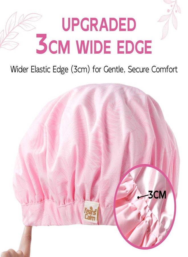 Years Calm Color Changing Shower Cap, Waterproof Shower Cap for Women - Reusable, Satin Lining, Bathing Cap for Various Hairstyles, Fits Spa/Shower/Cooking (Pink) - Image 3