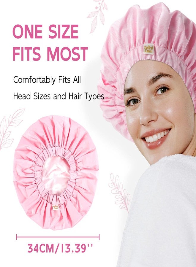 Years Calm Color Changing Shower Cap, Waterproof Shower Cap for Women - Reusable, Satin Lining, Bathing Cap for Various Hairstyles, Fits Spa/Shower/Cooking (Pink) - Image 4
