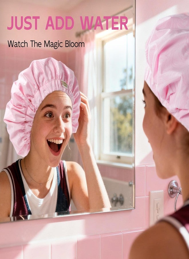 Years Calm Color Changing Shower Cap, Waterproof Shower Cap for Women - Reusable, Satin Lining, Bathing Cap for Various Hairstyles, Fits Spa/Shower/Cooking (Pink) - Image 5