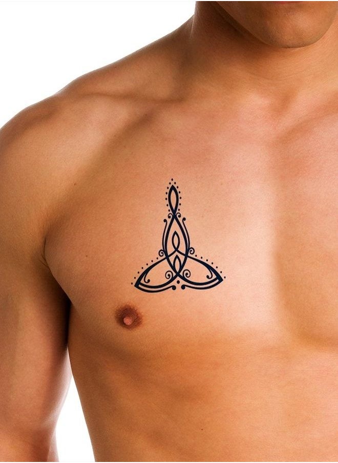 Juicetattoo - Lasting 1-2 Weeks Juice Temporary Tattoo Ink Semi Permanent for Adults Woman mother daughter child son abstract beautiful best black knot Navy Blue Look Real Men Women Chest Neck Arm (4 Sheets) - Image 1