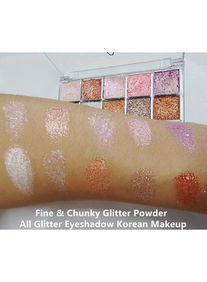 Go Ho لوحة ظلال العيون 10 ألوان، جميع ظلال العيون اللامعة، مكياج كوري، ظلال عالية الصبغة، مظهر ماسي لامع، لوحة ظلال العيون الرائعة المقاومة للماء 07 Galaxy Sky Sparkle - Image 4