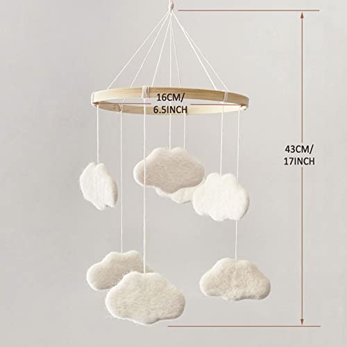 EBINGMIMA Baby Mobile for Crib - Boho Crib Mobile - Felt Cloud Mobile - Gender Neutral Baby Mobile - Boho Nursery Decor - Crib Mobile for Girls, Boys - Mobile for Bassinet, Pack N Play - Cloud - Image 4