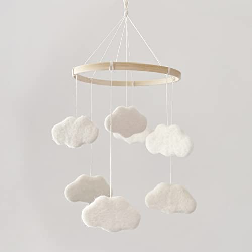 EBINGMIMA Baby Mobile for Crib - Boho Crib Mobile - Felt Cloud Mobile - Gender Neutral Baby Mobile - Boho Nursery Decor - Crib Mobile for Girls, Boys - Mobile for Bassinet, Pack N Play - Cloud - Image 1