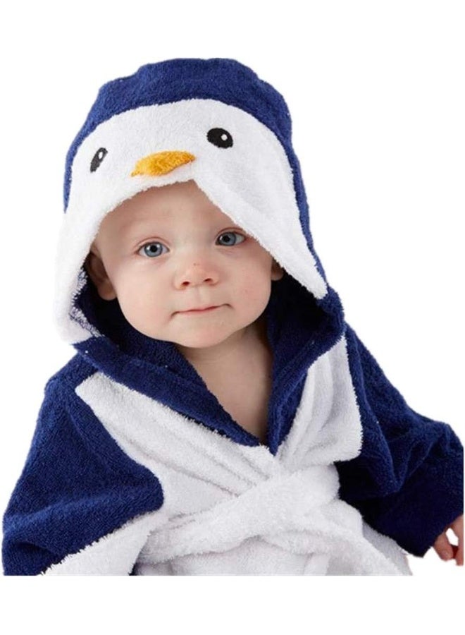 SZCQ Baby Boy Bathrobe Wash Waddle Penguin Hooded Shower girl bath robe towel Terry 0-18 Month (Navy, S) - Image 4