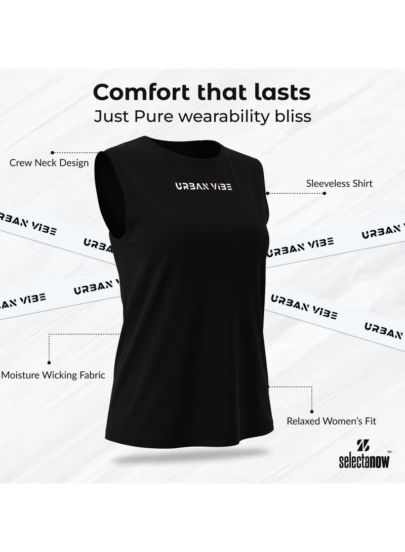 Selecta Now Ladies Sleeveless Cotton Black T-Shirt Breathable Tank Top Soft Stretchable Women’s T Shirt Ideal for Hot Climate - Image 4