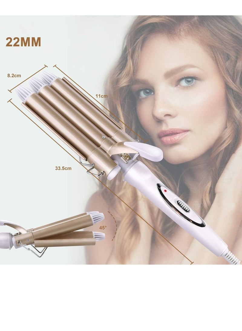 Generic 3 Barrel Curling Iron Wand Hair Waver Curler Iron, 1 Inch (25mm) Ceramic Tourmaline Triple Barrels, Crimper Hair Iron Hair Waving Styling Tool for Deep Waves  - Image 3