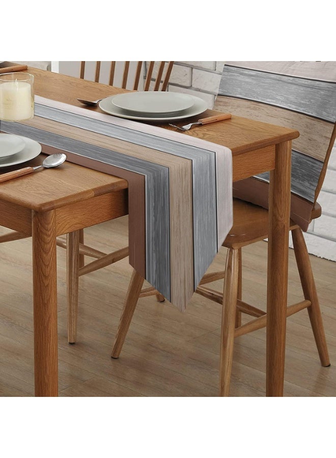 Farmhouse Table Runners, Burlap Linen Rustic Table Runners 183 cm Long, Retro Barn Wood Gray Brown Table Runner for Coffee Table, Holiday Parties, Wedding, Events Dinner, Home Decor - Image 2