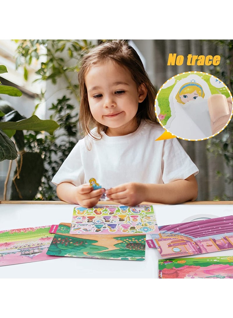 كاست ويف Reusable Sticker Books, Toddler Sticker Book Repositionable Sticker Pad for Kids Ages 2-4, 4 Sets Window Stickers Educational Toys Include Princess Garden Sea World Dinosaur World Animal Paradise - Image 5