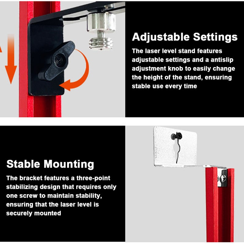 Stable Mounting Aluminum Alloy Construction Adjustable Level Bracket with Universal Adapter Level Accessory 300mm 400mm 500mm 600mm Optional - Image 4