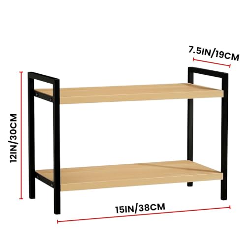 Decorlay Kitchen Countertop Storage Organizer Laminated Board with Metallic Frame, Space-Saving Rack for Spice Bottles & Condiments | Beech & Black | Pack of 1 - Image 3