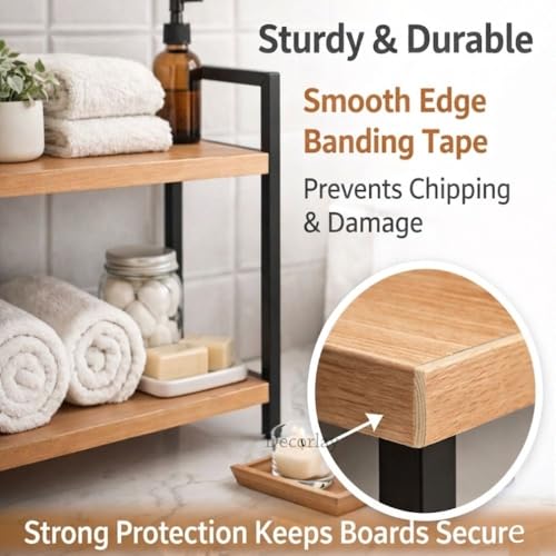 Decorlay Kitchen Countertop Storage Organizer Laminated Board with Metallic Frame, Space-Saving Rack for Spice Bottles & Condiments | Beech & Black | Pack of 1 - Image 4